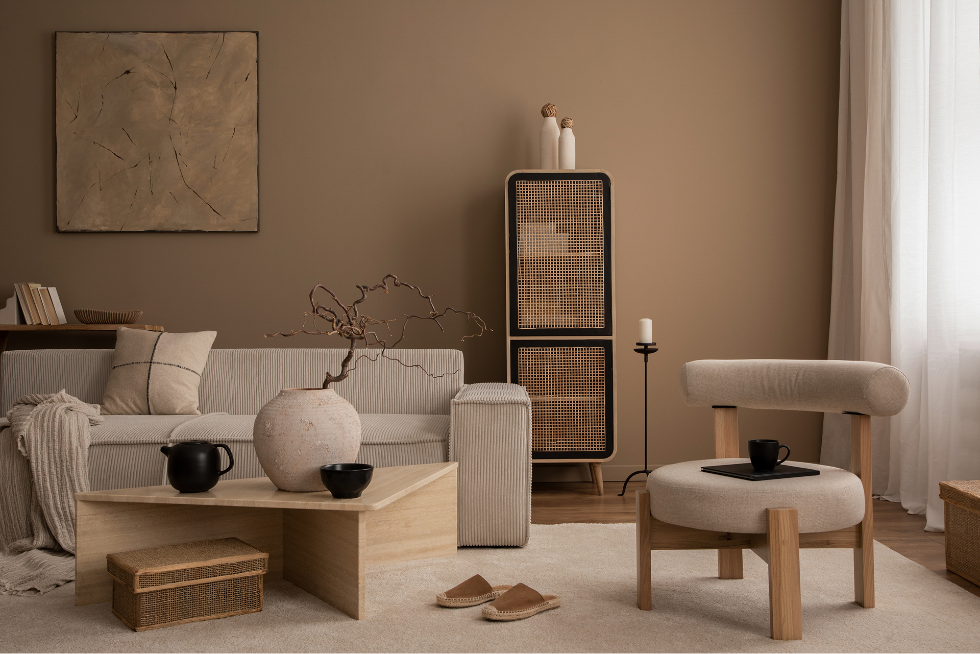 Warm Japanese-inspired interior detail